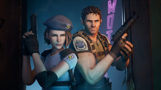 Fortnite - Chris Redfield und Jill Valentine, die Mitglieder der S.T.A.R.S.-Eliteeinheit, landen auf der Insel